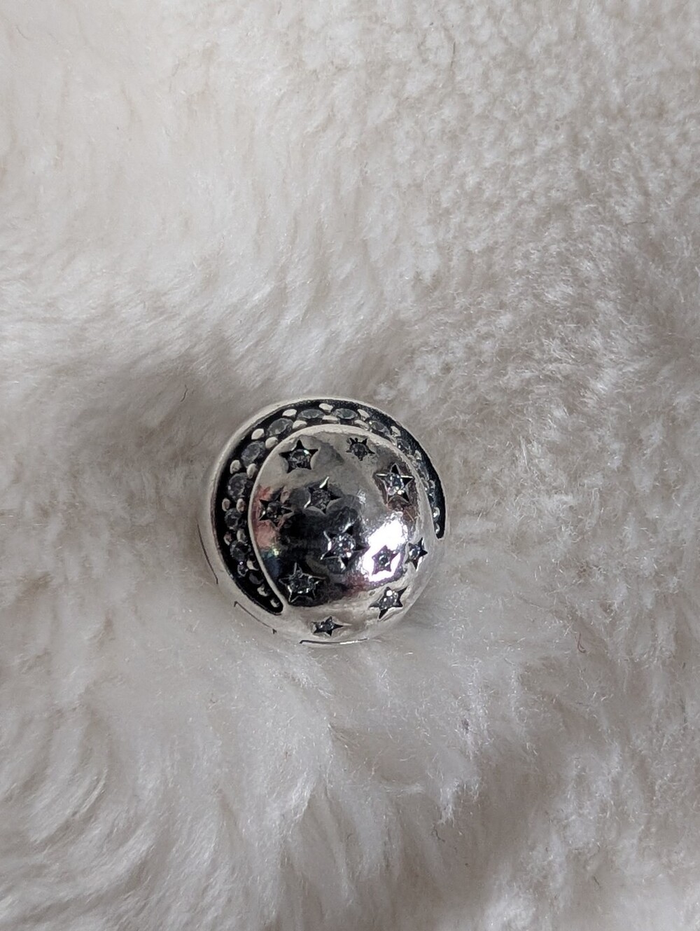 Retired Pandora 925 ALE Sterling Silver CZ Twinkling Night Moon & Stars Clip